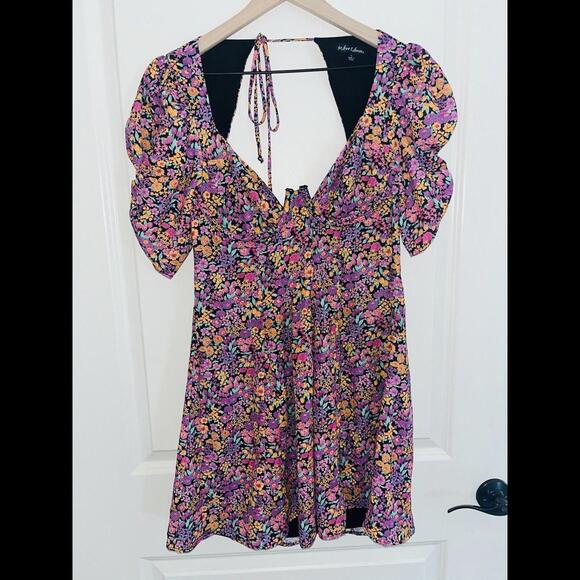 For L0VE and Lemons Women’s Claude Cutouts Printed Cute Mini Dress Size Large - Picture 1 of 5